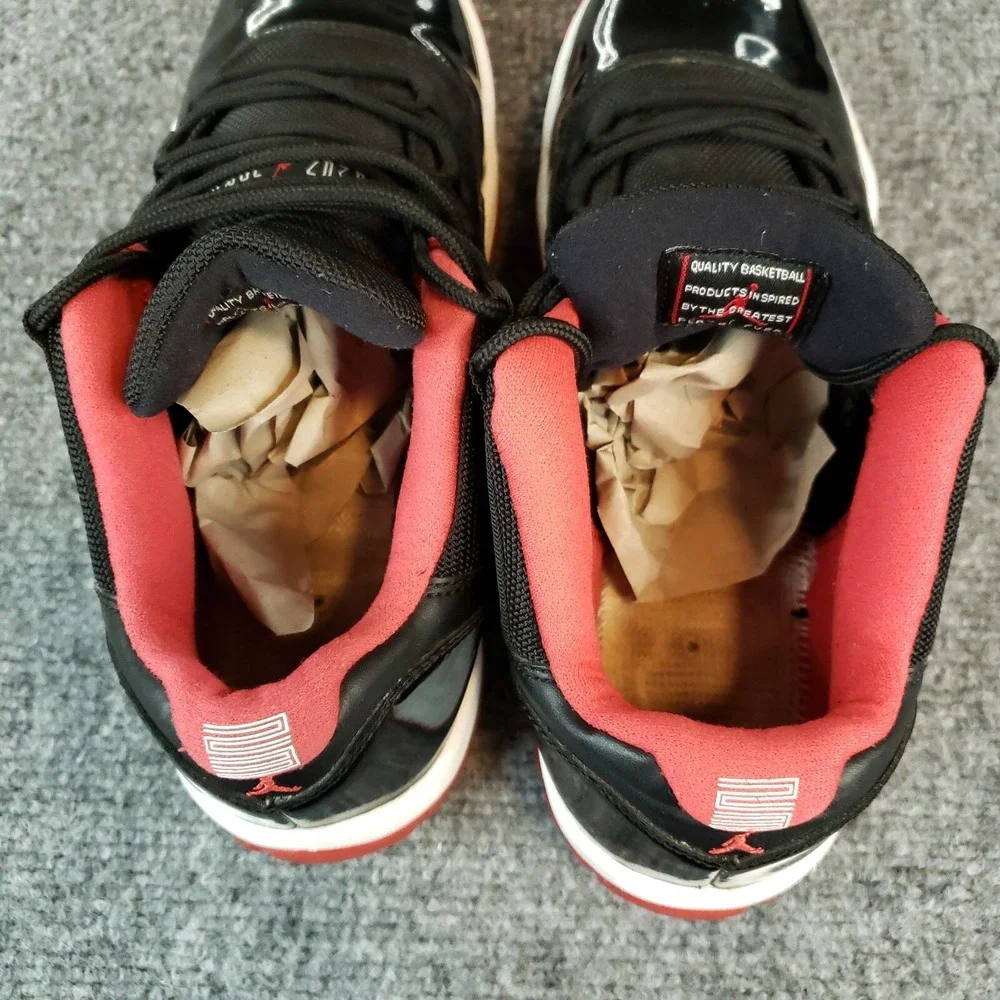 Nike Air Jordan 11 Retro Low BG Bred Shoes Youth Boy Size 7Y Black Red Sneaker Z